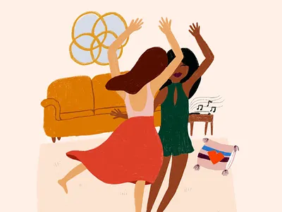 Dance with a Friend Illustration dancing decor design friends illustration interior lovely procreate stationery women