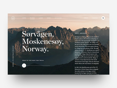 Sørvågen design destination detailpage scroll travel typography ui ux