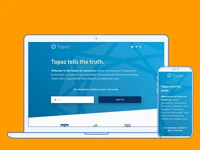 Topaz Marketing Landing Page blockchain email signup landing page marketing responsive topaz