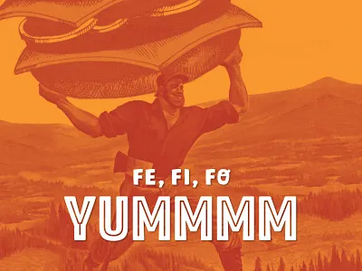 Yummmmberjack actual size burger duotone eat fall flannel food halftone lumberjack orange poster restaurant yum