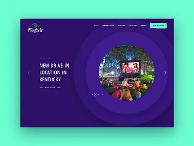 Funflicks home page design blue clean cyan design digital mockup movie typography ui ux web web design