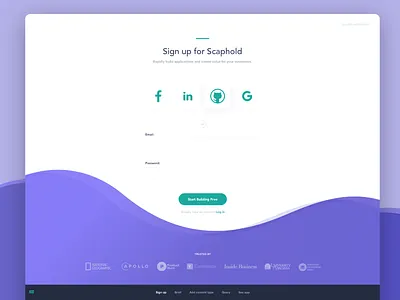 Schaphold Sign Up Page design details free interface landing page scaphold signup ui website