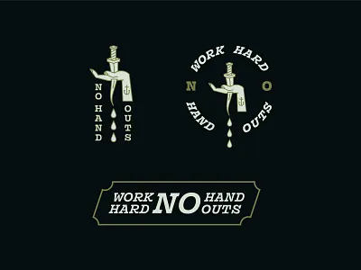 No Handouts anchor badge blood dagger hand hands knife pattern