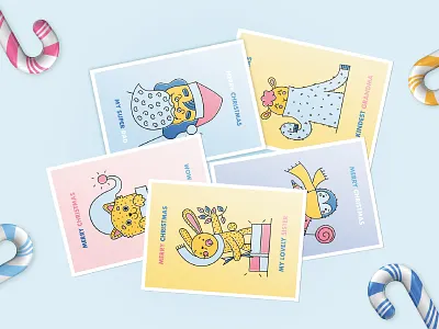 Cutest Christmas Collection characters christmas collection creative graphics greetingcard holiday illustration market outline pattern post stamp postcard santa claus tags vector