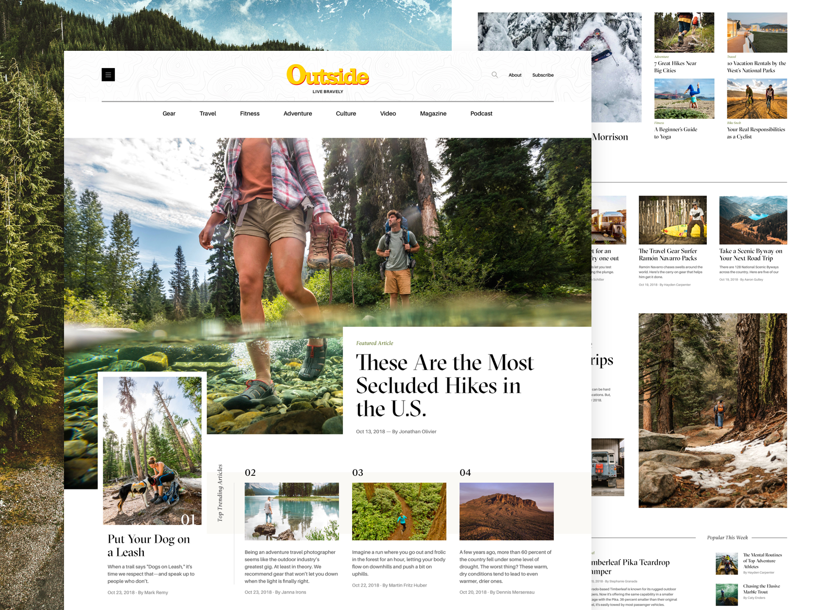 Example of Outside Magazine Homepage