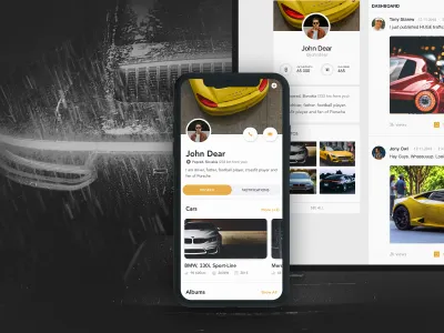 Drift - Social network for motorists car app cars dark app dark ui mobile mobile app profile social app social network uiux ux web web desgin