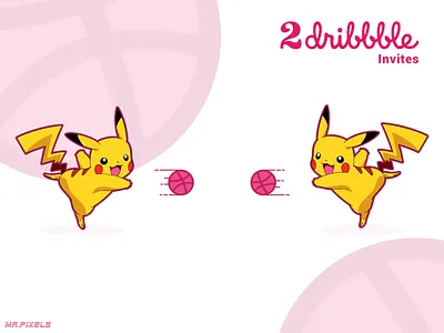 2 Dribble Invites branding character design dribble invites flat design illuatration invite giveaway invite2 pickachu purple vector