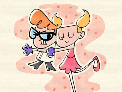 Dexter & Deedee art cartoon network dexter gsus illustration illustration for children kids watercolor