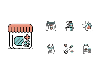 Veterinary & Pet Care Bicolor V2 bicolor consultation filled outline icons illustration insecticide pet care pet vaccination prescription vet vet business vet sign veterinarian veterinary
