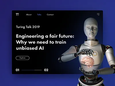 Turing Talk 2019 - Website ai brand branding customer journey debut designer experience design graphic design icon illustrator lecture logo magazine site robot typography ui ux web website website animation