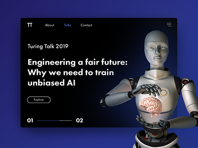 Turing Talk 2019 - Website ai brand branding customer journey debut designer experience design graphic design icon illustrator lecture logo magazine site robot typography ui ux web website website animation