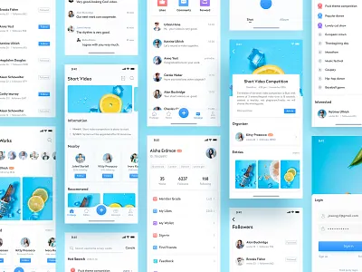 Short Video3 app colorful design flat interface short video socail ui ux