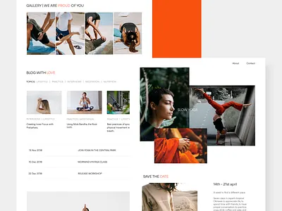 Slow Yoga app apparel card concept design light minimal photography simple typography ui web white