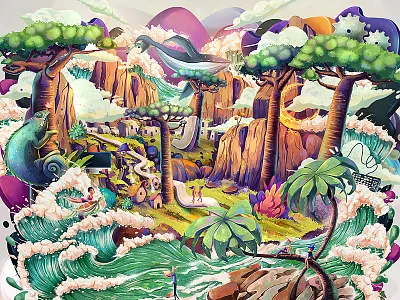 Jasper cliffs concept environment illustration jasper ocean