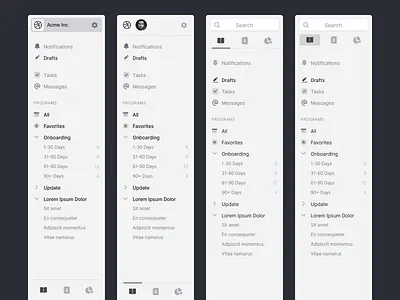 🌗 Light & Dark Navigation Exploration app clean dark dashboard design exploration light menu nav navigation proposals simple ui ux wireframe