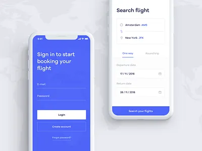 🛫 Flight Booking App - Sign in & Search Flight app apple boarding pass clean concept design flight flight app flight search ios ios app iphone photoshop sketch ui uidesign ux uxdesign web design