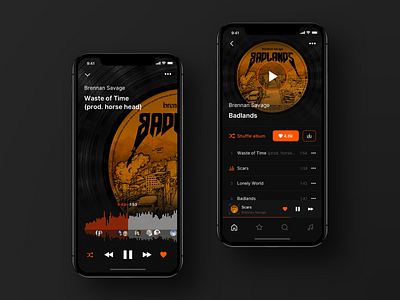 Soundcloud Music App Redesign album page apple music ios ios app iphone x iphone xs mode picker music app music player play pause redesign concept song sound cloud soundcloud ui ui redesign user interface design ux yandex music