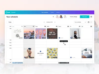 Canva Schedule - Calendar View calendar dashboard product design schedule social media scheduler ui ux
