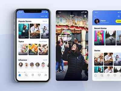 Video Social App app clean follower influencer iphonex modern snapchat social story telling ui ux design video