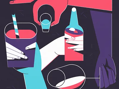 Cheers drinks hands illustration party