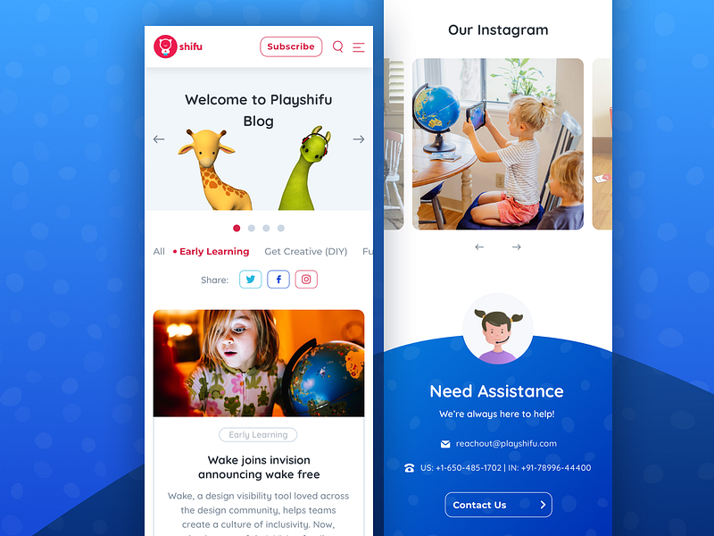 Blog Landing Page Design - Playshifu blog blog cover blog design blog graphic blog header blog illustration blog landing page blog page characters design illustrations playshifu procreator ui ui ux ux design