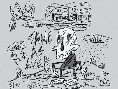 Same As Ever art black and white canada cartoon drawing illustration ink kids landscape sketch skull