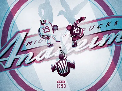 Mighty Ducks of Anaheim Anniversary Poster anaheim ducks dan kuhlken design dkng dkng studios hockey ice hockey illustration mighty ducks nathan goldman poster sports vector