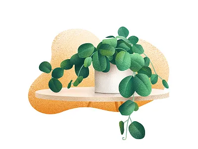 Pretty Potted Plant drawing grainy graphic green greenery illustration modern potted plant table texture