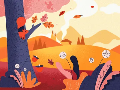 Christmas in the fall Ad ad advertisement autumn christmas environment kaufland leafs plants squirrel texture