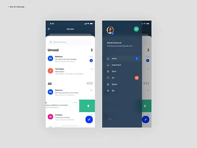 Mail App app design dribbbleshot interface ios mail mail box mobile ui userexperiance