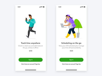Quickbooks Time Center App app clean design illustration interface ios mobile sign in sign up ui ux