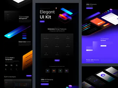 UI Kit Landing Page component illustrations kit landing landing page layout library pattern product sale slider statistics stats charts style guide template ui ui kit ux website wordpress