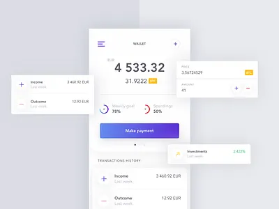 Crypto wallet app blue and white crypto crypto currency crypto wallet finance fintech mobile subtle ui ui ux ux