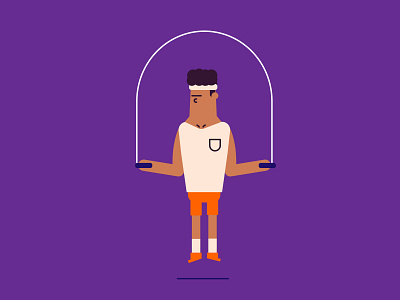 Player Three athlete character fitness flat gym hustle illustration jump rope minimal sport