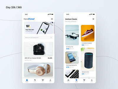 Hand Picked Deals Finder Concept | Day 326/365 - Project365 blackfriday deals deals finder design challenge disruptive thursday ecommerce grid handpicked ios masonry ios minimal mobile app nearby deals project365 shop listing shopping sketch