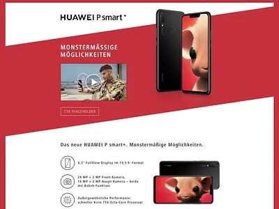 Huawei P smart+ advertisement landing page concept consumer electronics digital phone photoshop ux