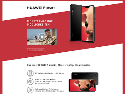 Huawei P smart+ advertisement landing page concept consumer electronics digital phone photoshop ux