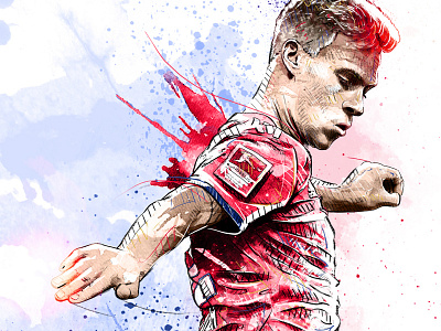 FC Bayern Munich Illustration: Joshua Kimmich bayern munich digital art drawing football illustration ink pencil photoshop portrait soccer sport sport illustration wacom watercolor