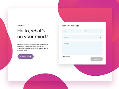 Grapeseded Contact Page clean creative design digital gradient mockup purple ui ux web web design