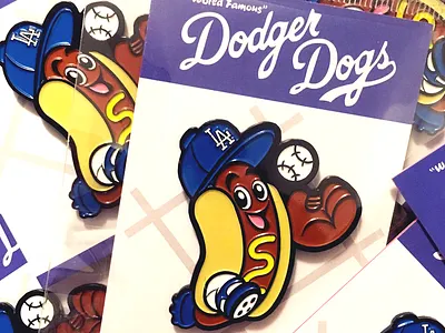 Dodger Dog Enamel Pin baseball branding character design design dodgers enamel pins graphic design hot dog illustration logo los angeles losangeles mascot mascot design mascot logo mlb typography vector