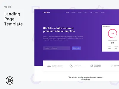 Landing Page - UBold Admin branding business card clean colorful design flat gradient landing landing page logo typography ui vector website