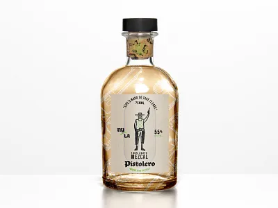 Pistolero Mezcal bottle bottle label bottle mockup brand branding design icon illustration liquor logo mezcal print product