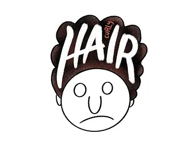 Curly Hair airbrush curly drawing hair hand lettering ipad lettering pencil procreate sad face sketch sketching type typography