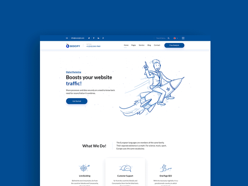 Seocify - SEO And Digital Marketing Agency WordPress Theme agency agency branding agency landing page animation branding design illustration illustration design isometric isometric design seo company typography ui ux vector web website wordpress wordpress design wordpress development