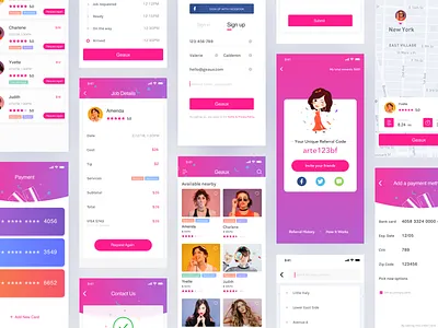 Geaux—Nail Artists At Your Fingertips app color design interface nail artlist queble ui ux