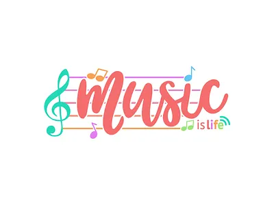 Music is life black color design life music muzik note soft tee tshirt typography white