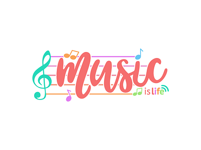 Music is life black color design life music muzik note soft tee tshirt typography white
