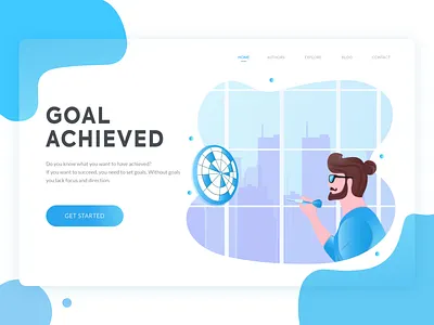 Goal Achieved Hero image - Daily UI #07 achive adobe xd blue gradient branding design focus goal header hero image illustration illustrator landing page trending typography ui vector web