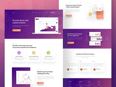 SaaS Landing page 2018 trends best website 2018 branding clean colorful concept design gradient icon graph icondesign illustration landing page landing page luova studio saas landing page saas service typorgraphy ui ux