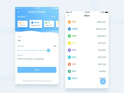 Red packet block chain dashboard finance ui